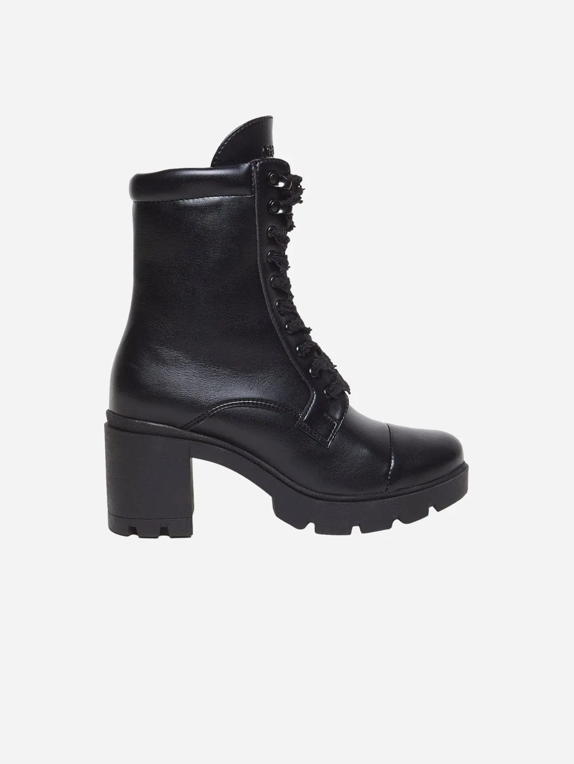 Aga Vegan-Leder-Schnürstiefel | Schwarz