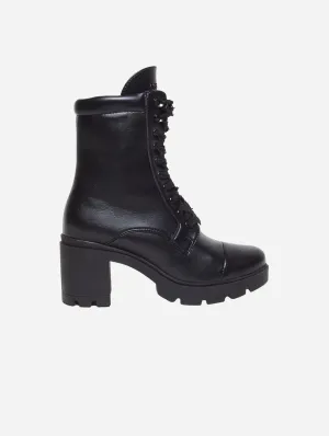 Aga Vegan-Leder-Schnürstiefel | Schwarz