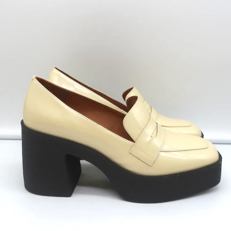 Akaada Platform Penny Loafers Yoko Elfenbein Lackleder Größe 36 NEU