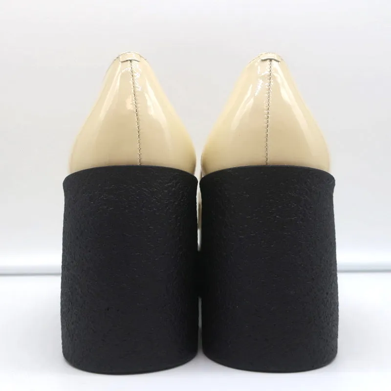 Akaada Platform Penny Loafers Yoko Elfenbein Lackleder Größe 36 NEU