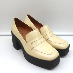 Akaada Platform Penny Loafers Yoko Elfenbein Lackleder Größe 36 NEU