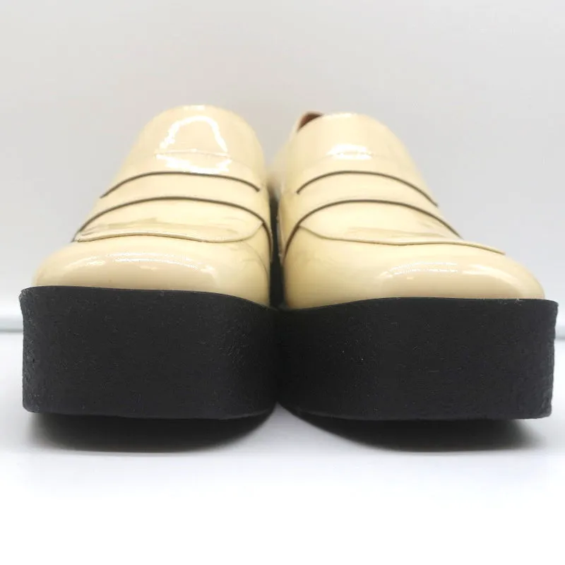 Akaada Platform Penny Loafers Yoko Elfenbein Lackleder Größe 36 NEU