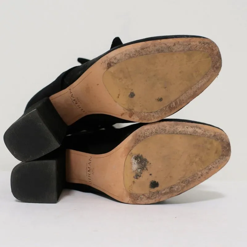 Alexandre Birman Lorraine Stiefeletten Schwarz Wildleder mit Samtschleifen Größe 37,5