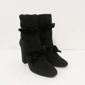 Alexandre Birman Lorraine Stiefeletten Schwarz Wildleder mit Samtschleifen Größe 37,5