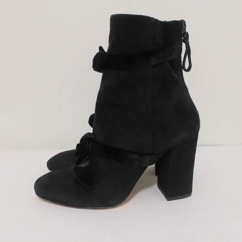 Alexandre Birman Lorraine Stiefeletten Schwarz Wildleder mit Samtschleifen Größe 37,5