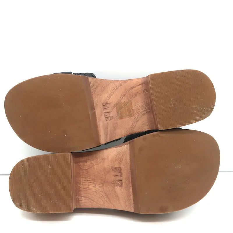 Alexandre Birman Holz Clog Sandalen Clarita Schwarz Geflochtenes Leder Größe 37.5