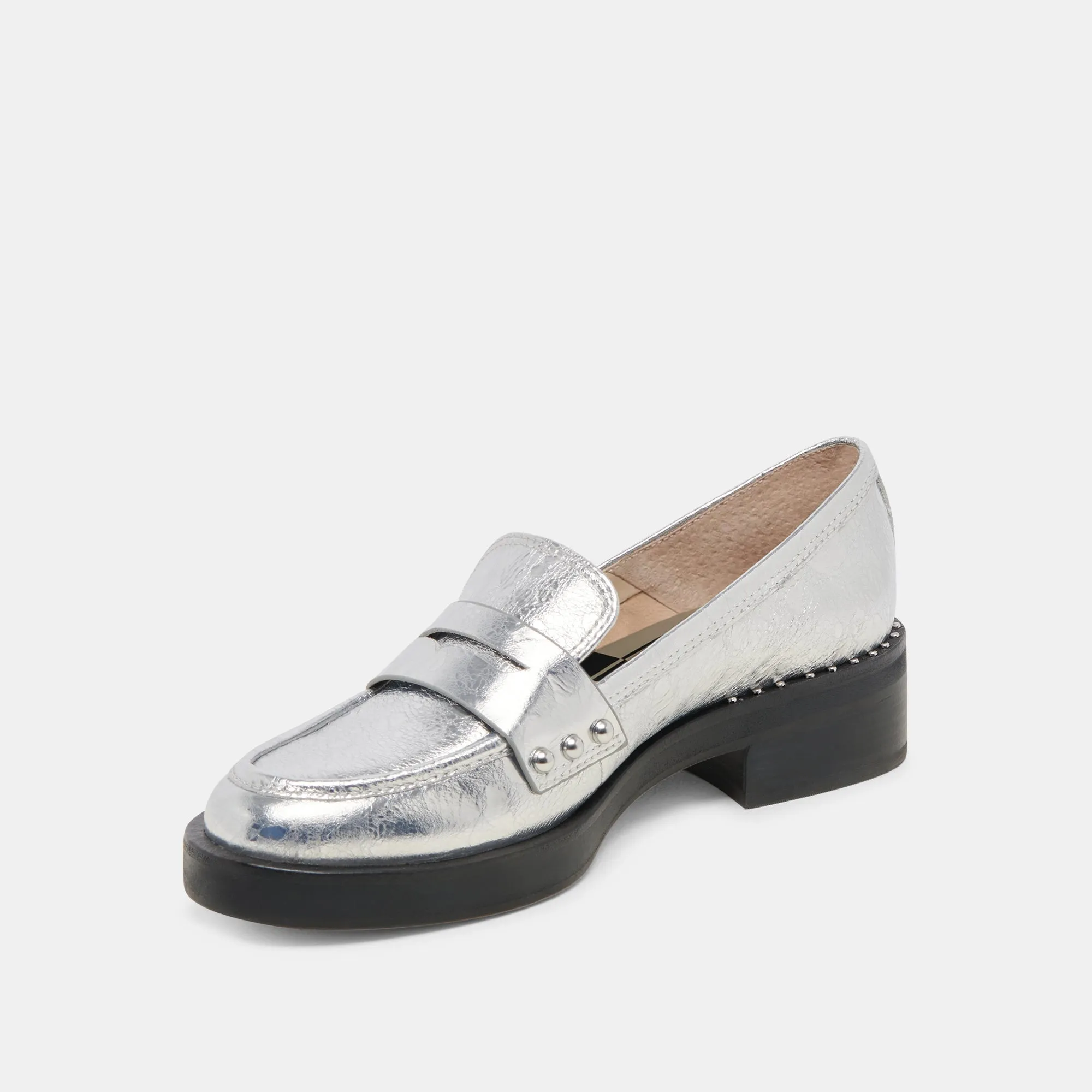 ALIANE LOAFERS SILBER GESTRESSTES LEDER