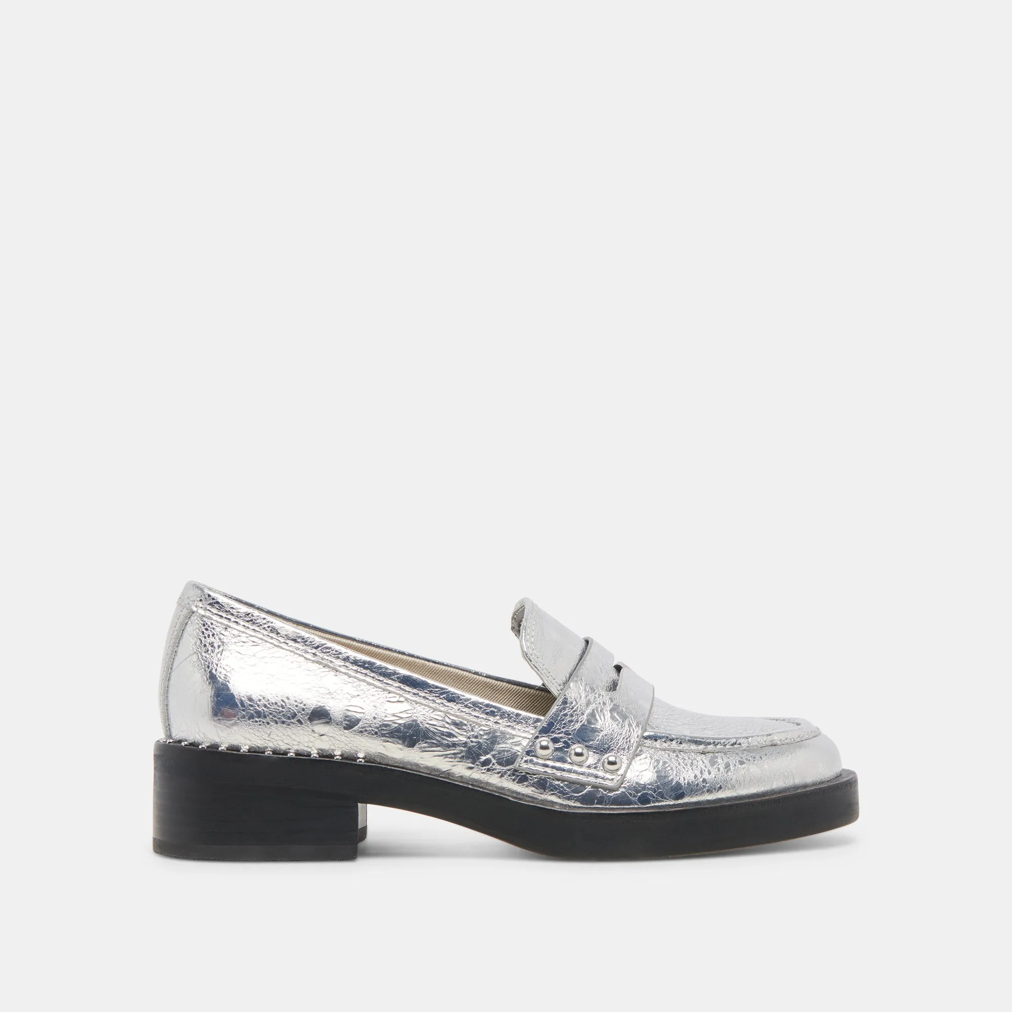 ALIANE LOAFERS SILBER GESTRESSTES LEDER