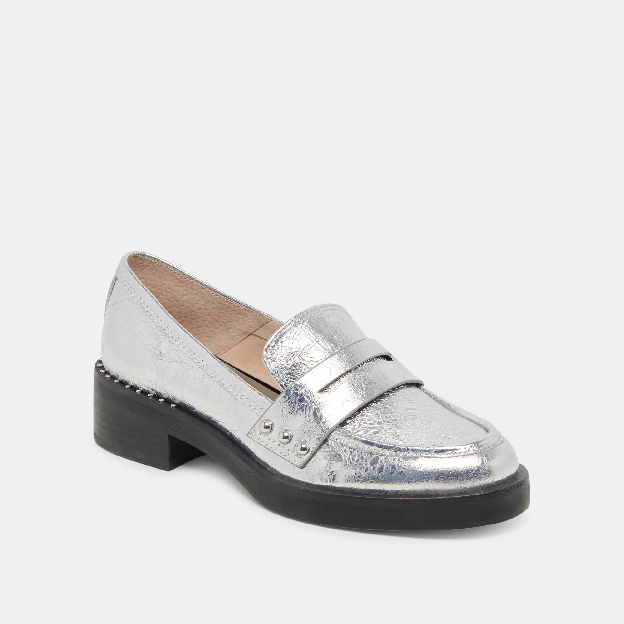 ALIANE LOAFERS SILBER GESTRESSTES LEDER