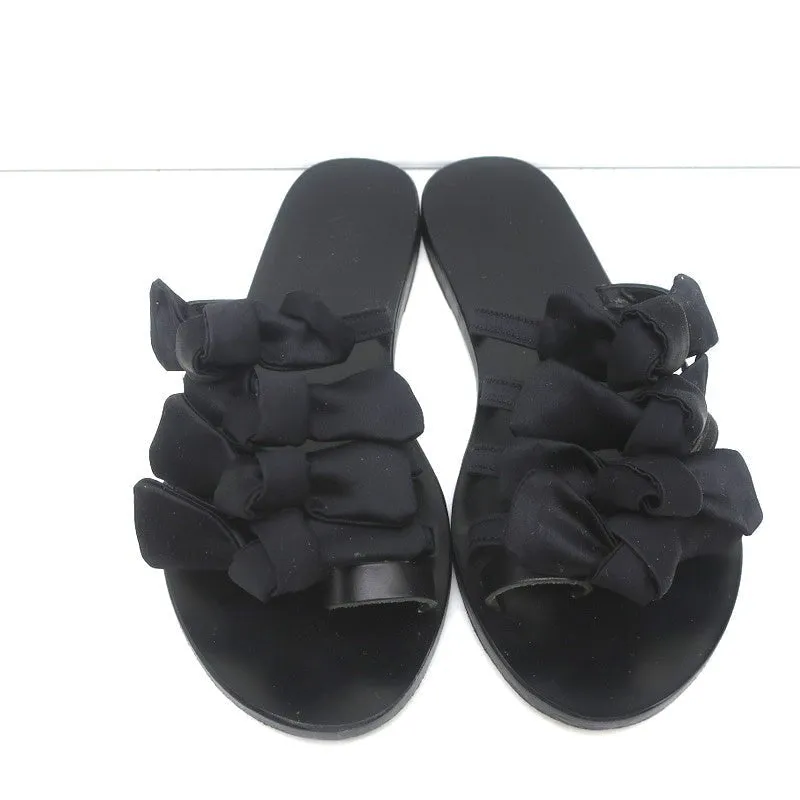 Ancient Greek Sandals Hara Schleifen-Sandalen Schwarz Satin Größe 38