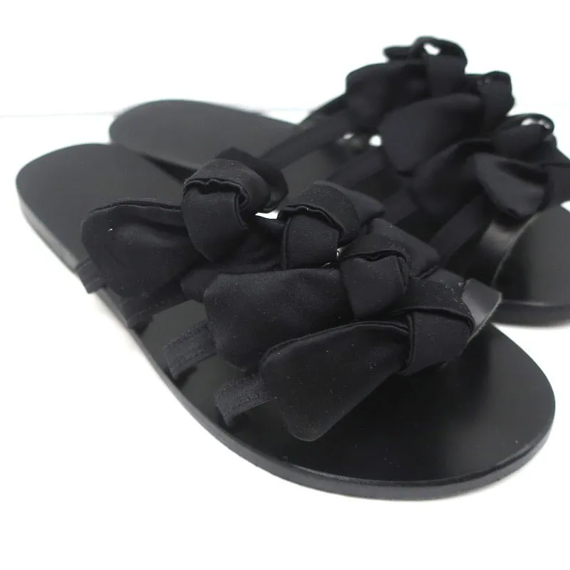 Ancient Greek Sandals Hara Schleifen-Sandalen Schwarz Satin Größe 38