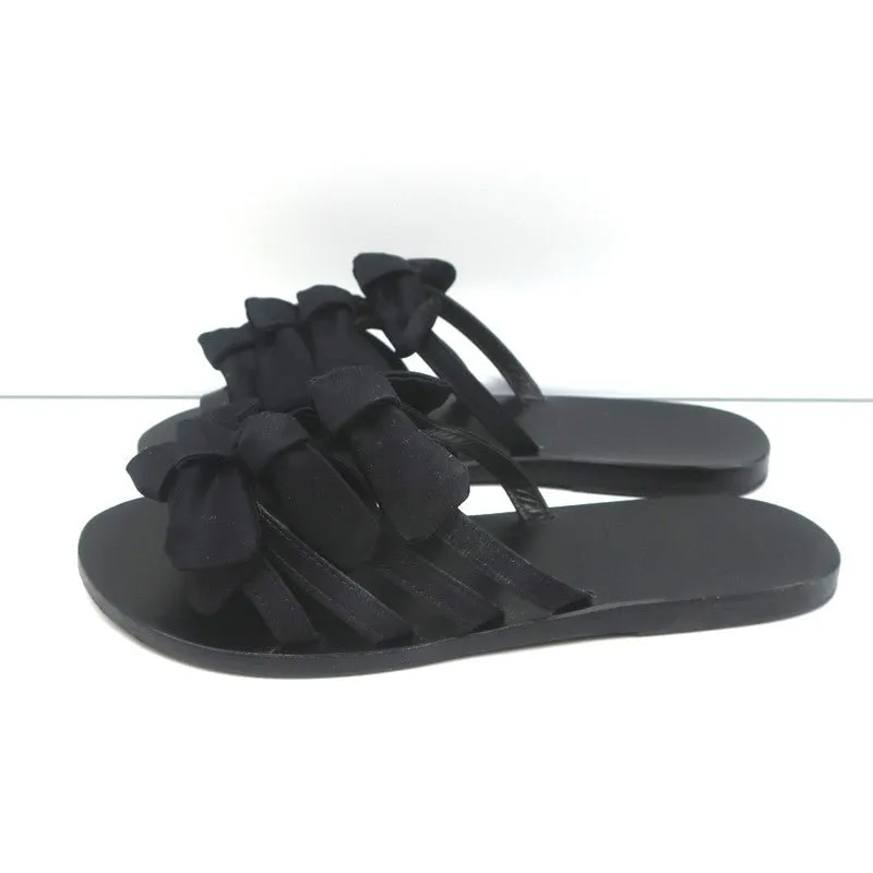 Ancient Greek Sandals Hara Schleifen-Sandalen Schwarz Satin Größe 38