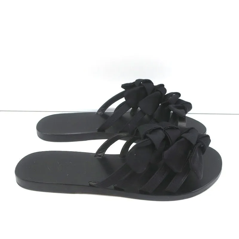 Ancient Greek Sandals Hara Schleifen-Sandalen Schwarz Satin Größe 38