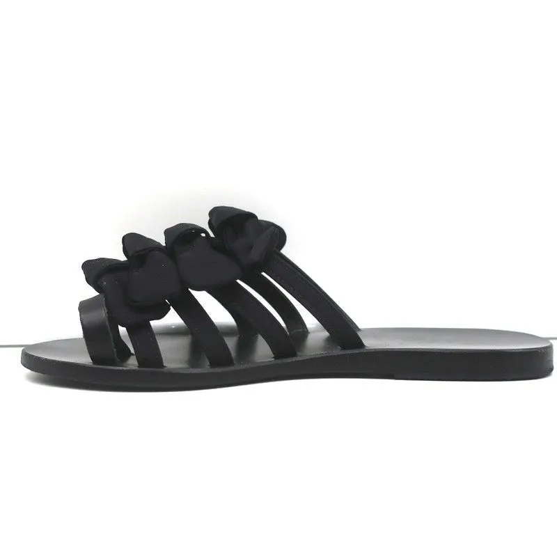 Ancient Greek Sandals Hara Schleifen-Sandalen Schwarz Satin Größe 38