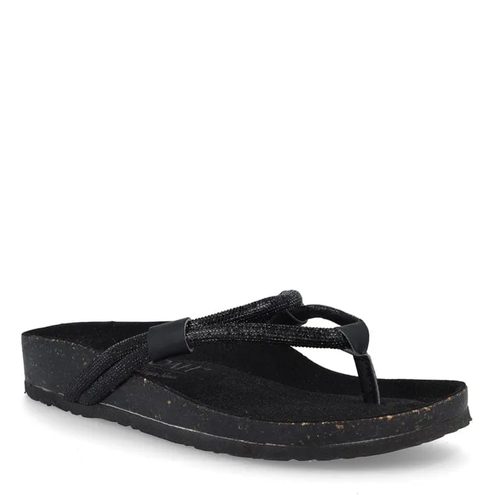 Antea Damen Kork Vegan Sandalen | Schwarz