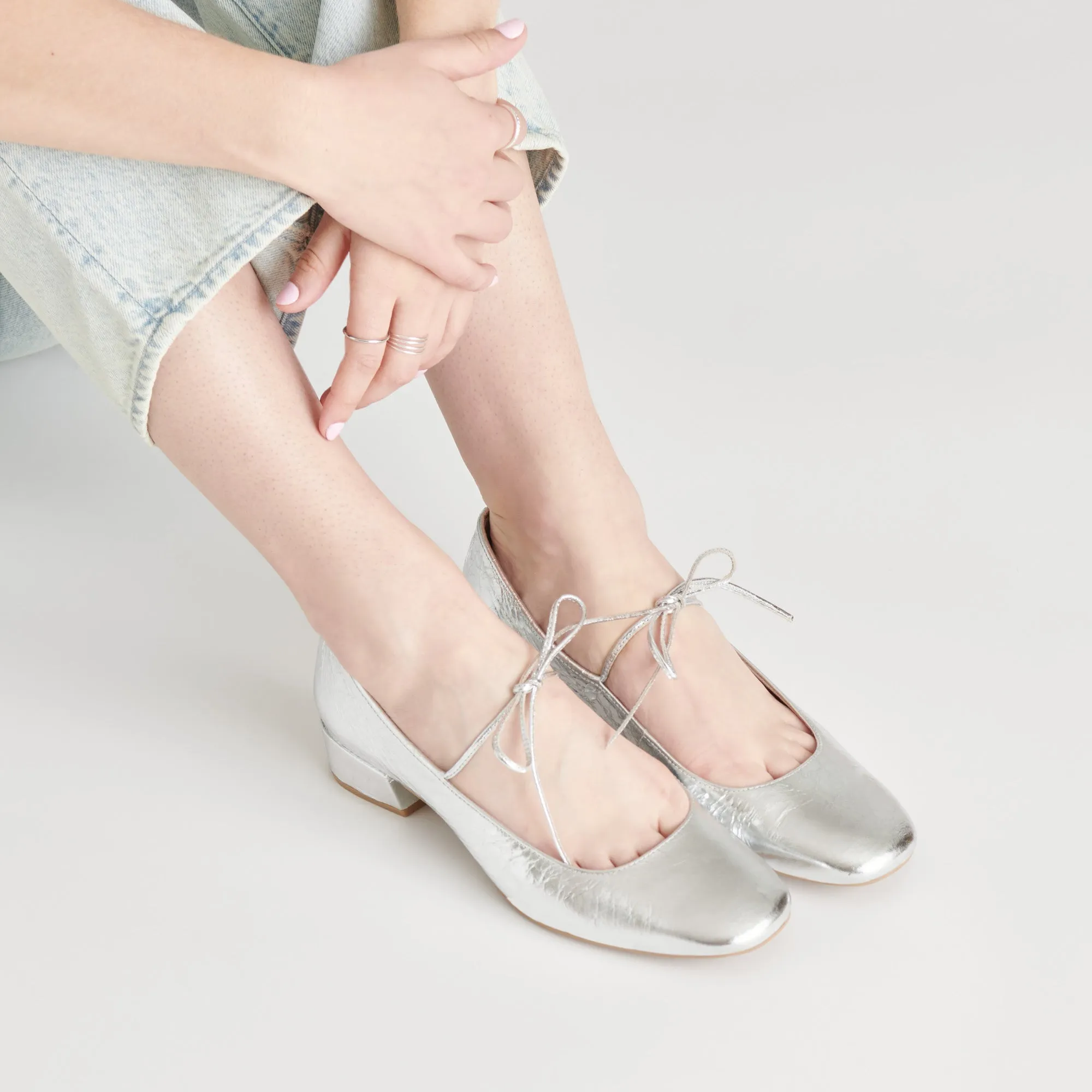 ARDIEN ABSÄTZE SILBER CRINKLE GLANZLEDER
