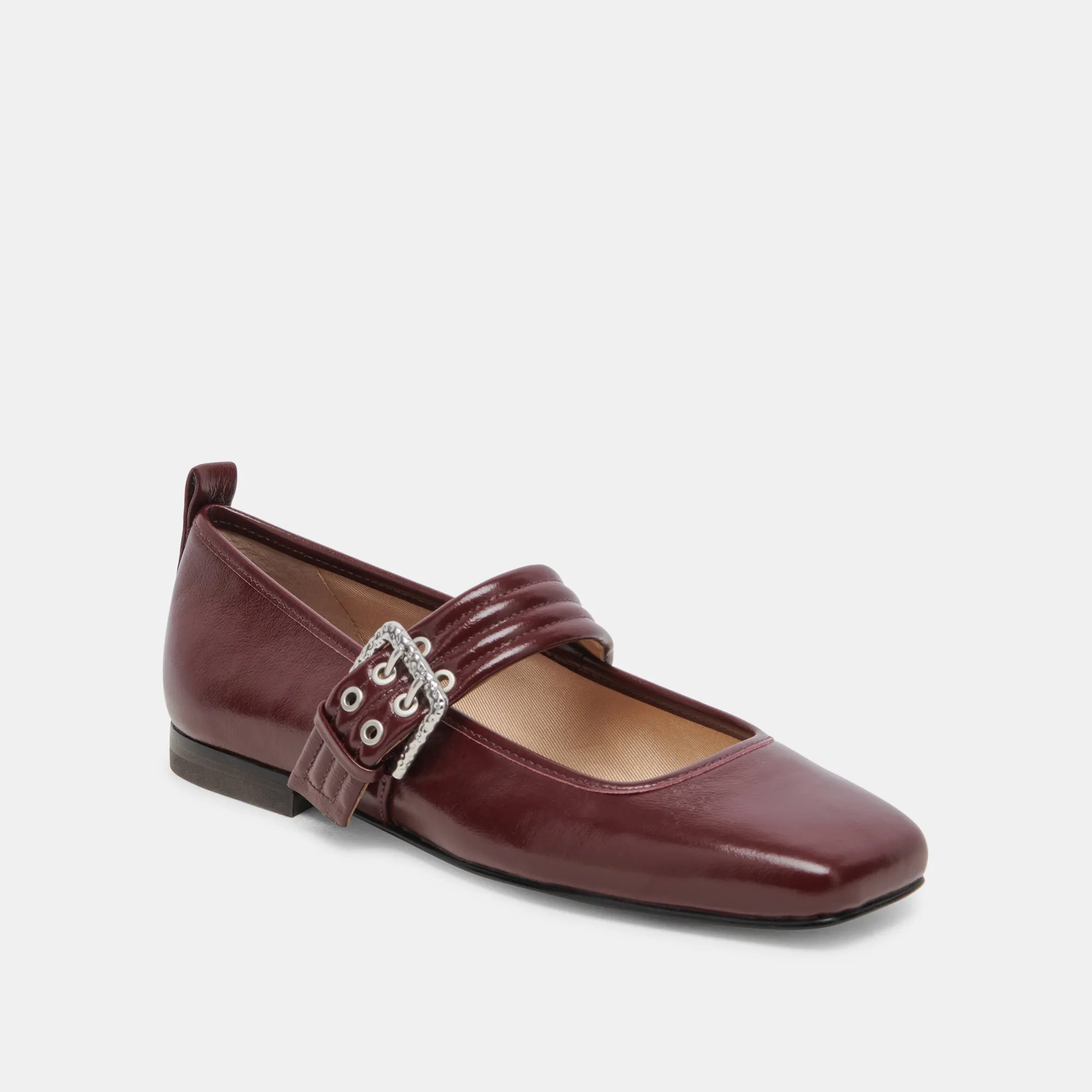 ARORA BALLETTFLATS BURGUNDER ROT KREPP-GLATT LEDER