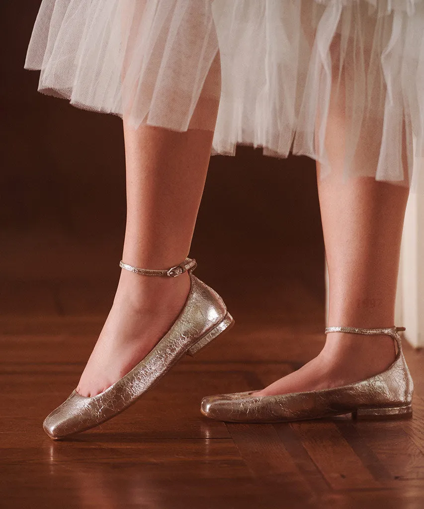 ASHYA BALLET FLATS SILBER ANTIKLEDER