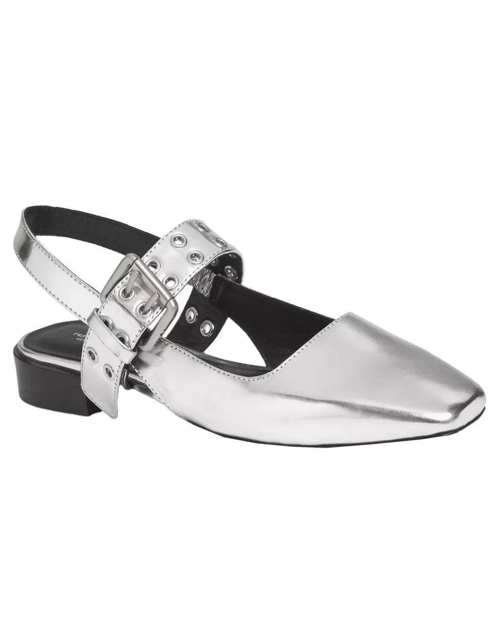 Astra Metallic Slingback Flats in Silber
