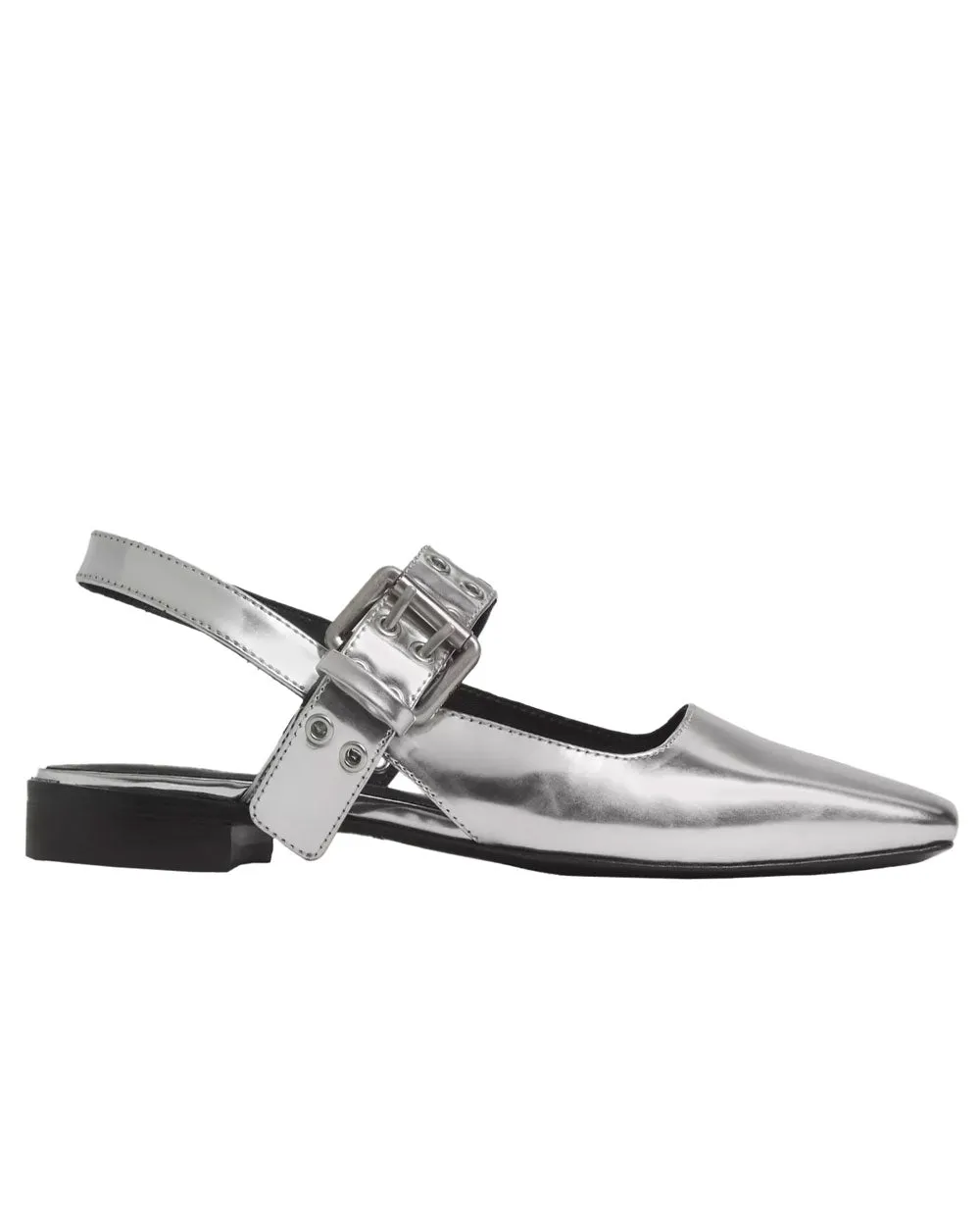 Astra Metallic Slingback Flats in Silber