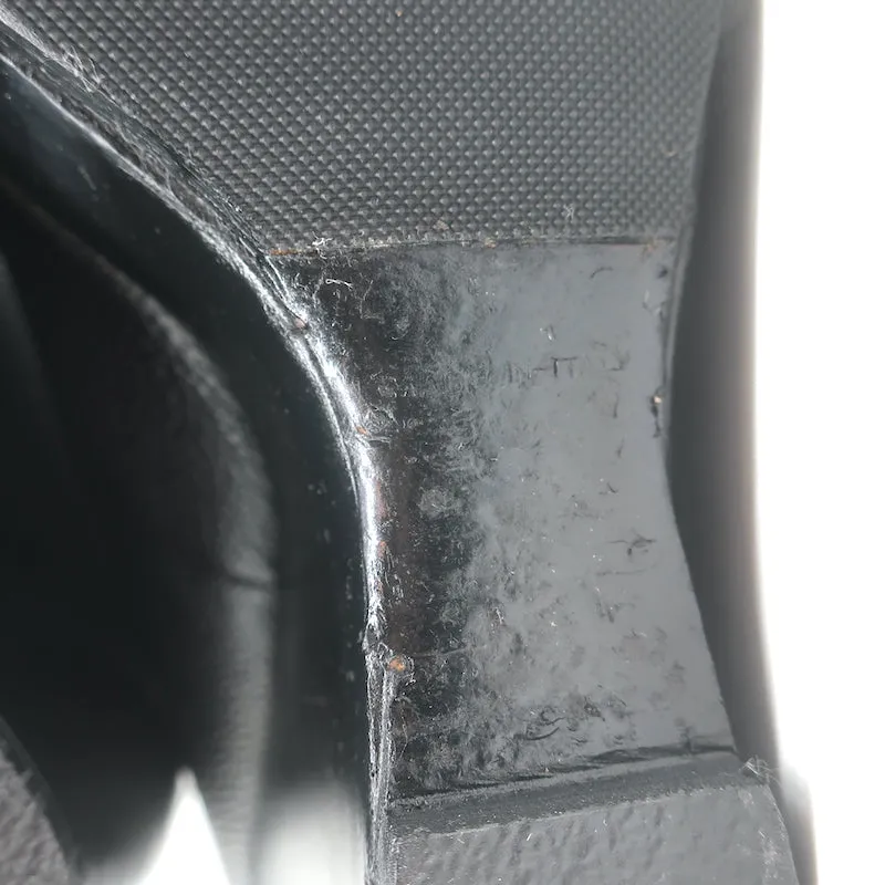 Balenciaga Fold-Over Plateau-Keilabsatz Stiefeletten Schwarz Geprägtes Leder Größe 41