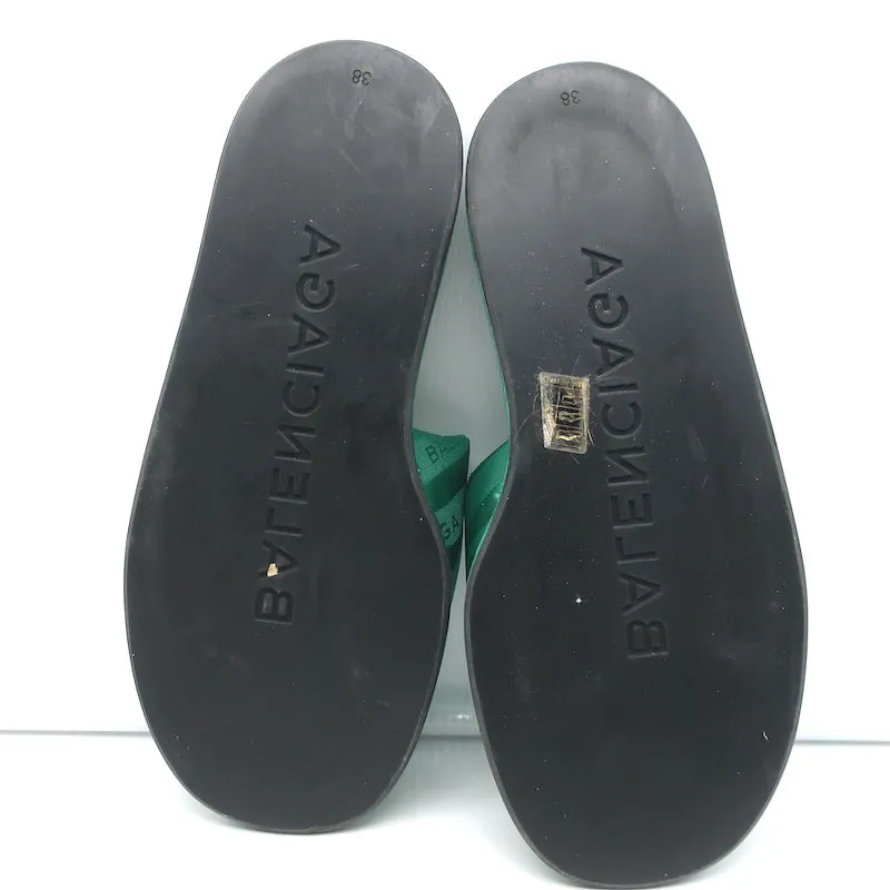 Balenciaga Hotel Slides Grün Logo Jacquard Größe 38 Flache Sandalen