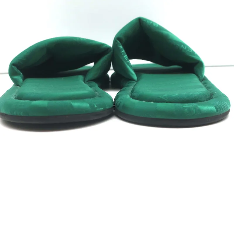 Balenciaga Hotel Slides Grün Logo Jacquard Größe 38 Flache Sandalen