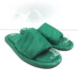 Balenciaga Hotel Slides Grün Logo Jacquard Größe 38 Flache Sandalen