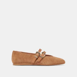BAYLEE BALLETFLATS PECAN GELOCHTER WILDLEDER