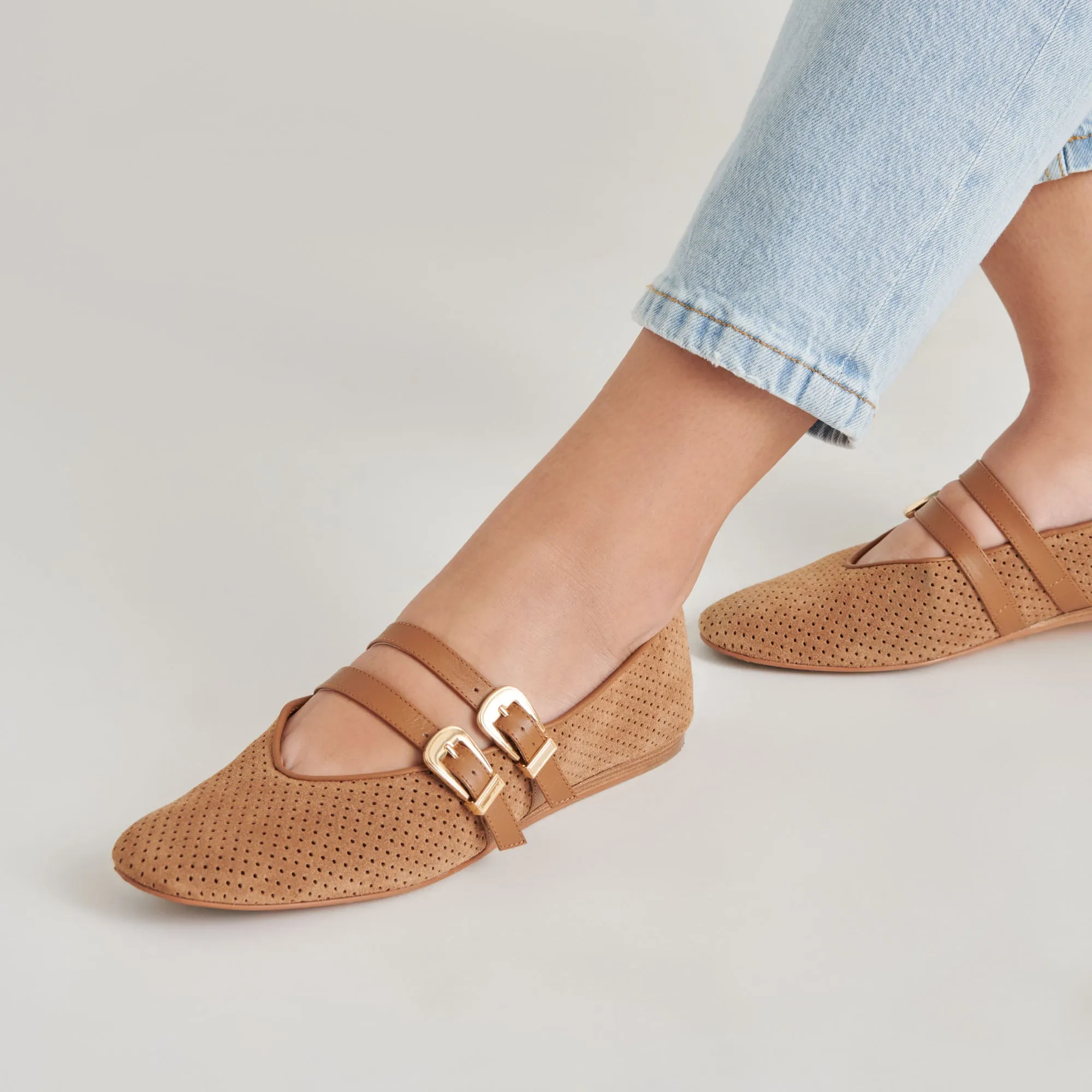 BAYLEE BALLETFLATS PECAN GELOCHTER WILDLEDER