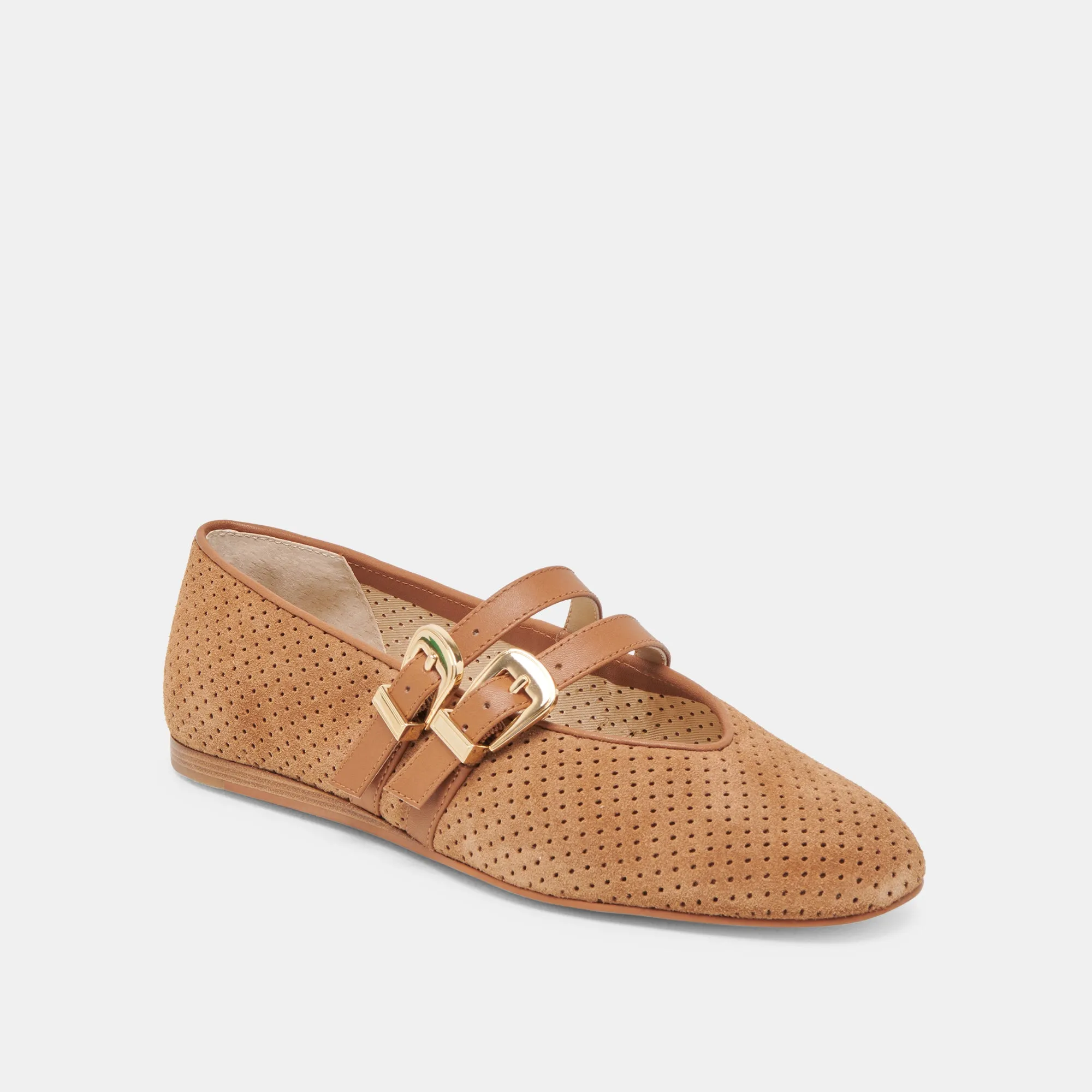 BAYLEE BALLETFLATS PECAN GELOCHTER WILDLEDER