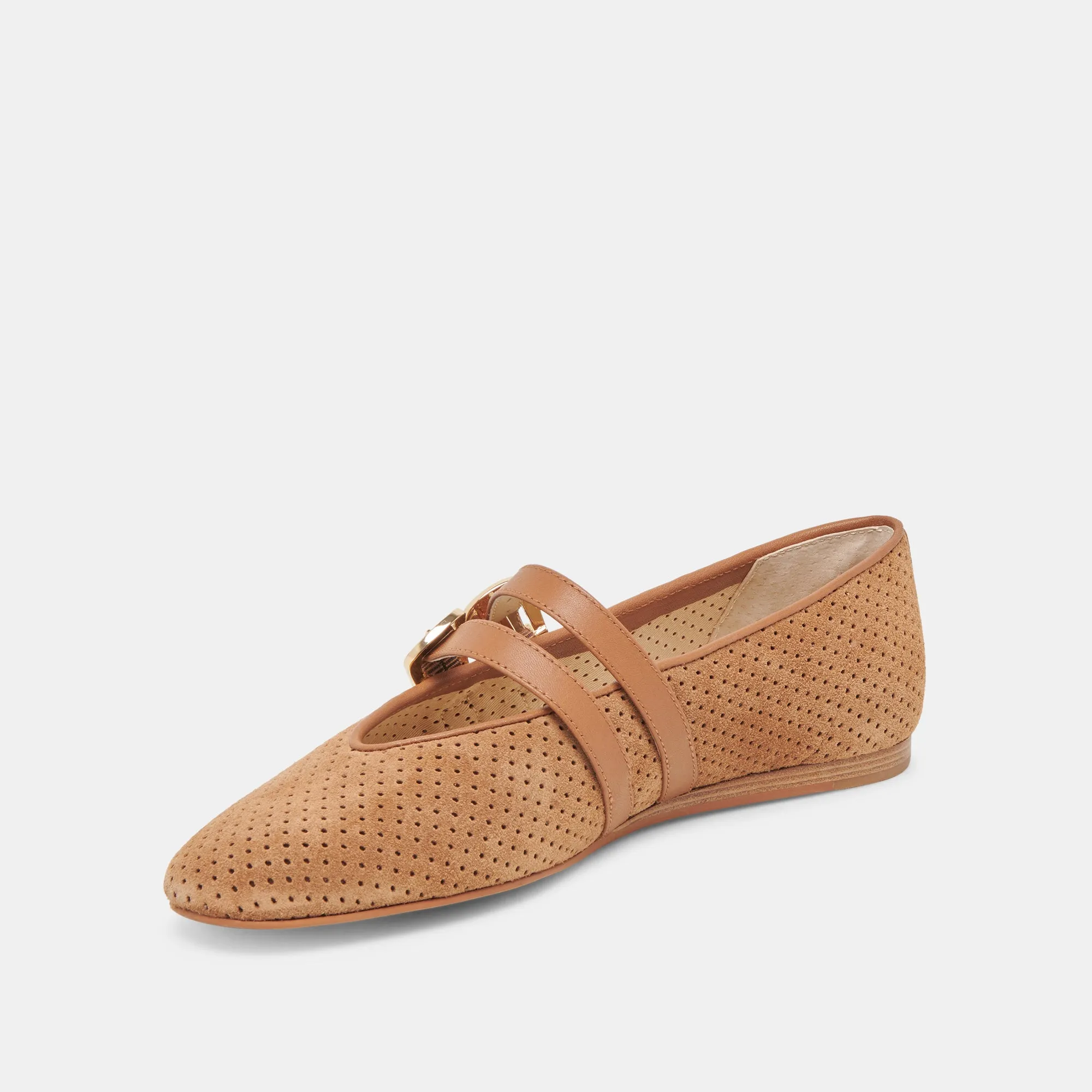 BAYLEE BALLETFLATS PECAN GELOCHTER WILDLEDER