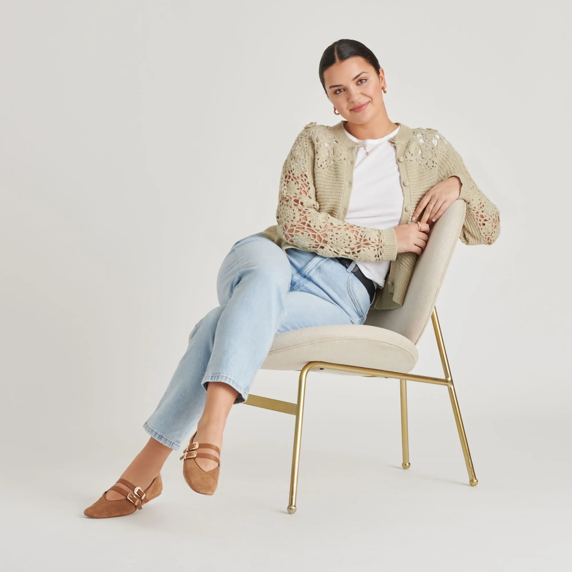 BAYLEE BALLETFLATS PECAN GELOCHTER WILDLEDER