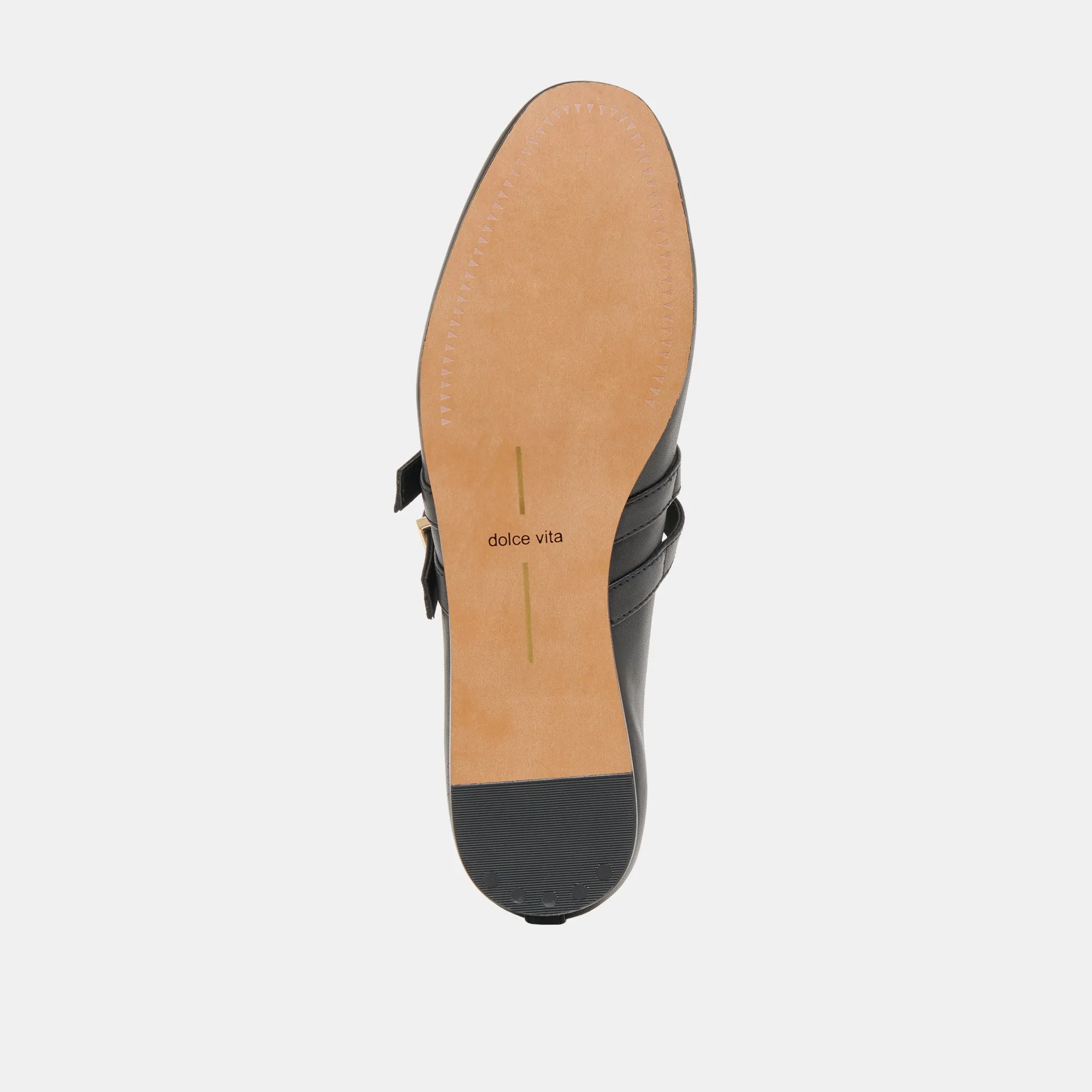 BAYLEE WEITE BALLETTFLACHER SCHWARZES LEDER