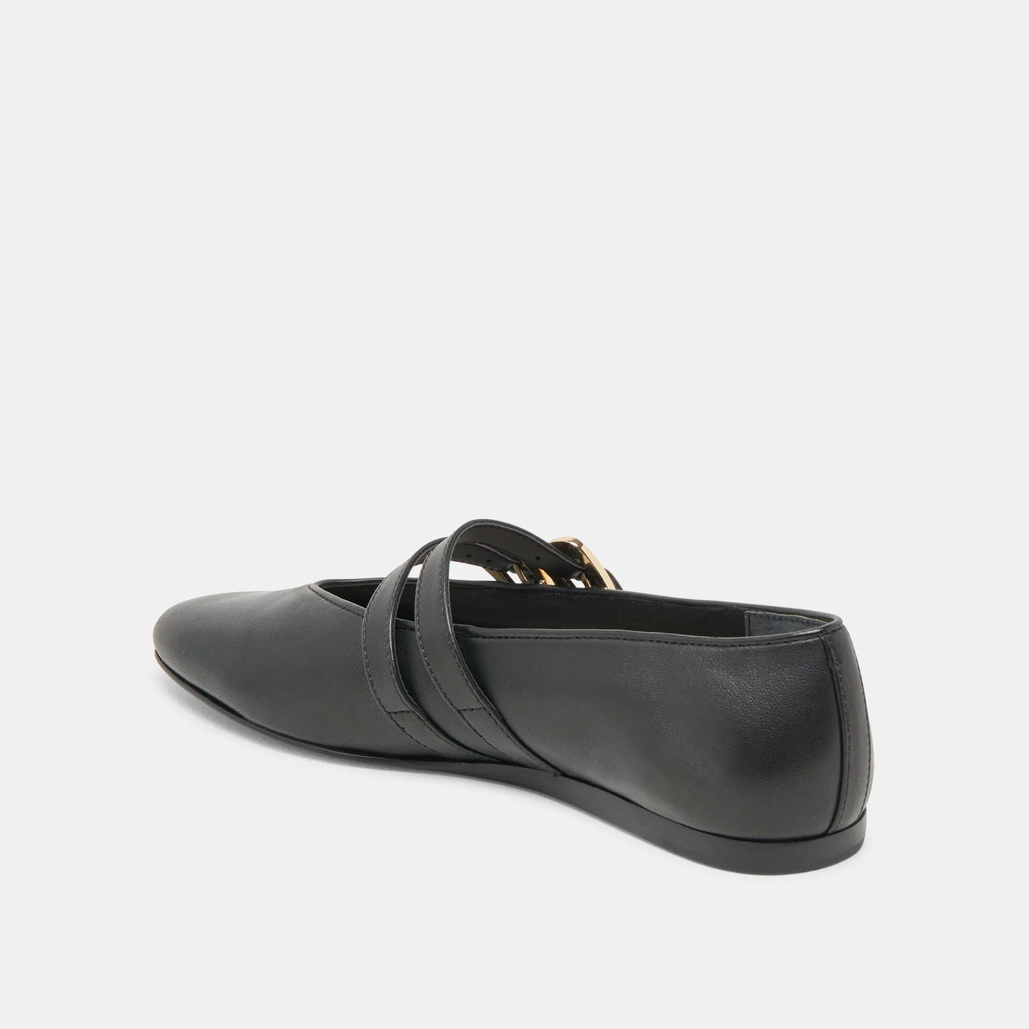 BAYLEE WEITE BALLETTFLACHER SCHWARZES LEDER