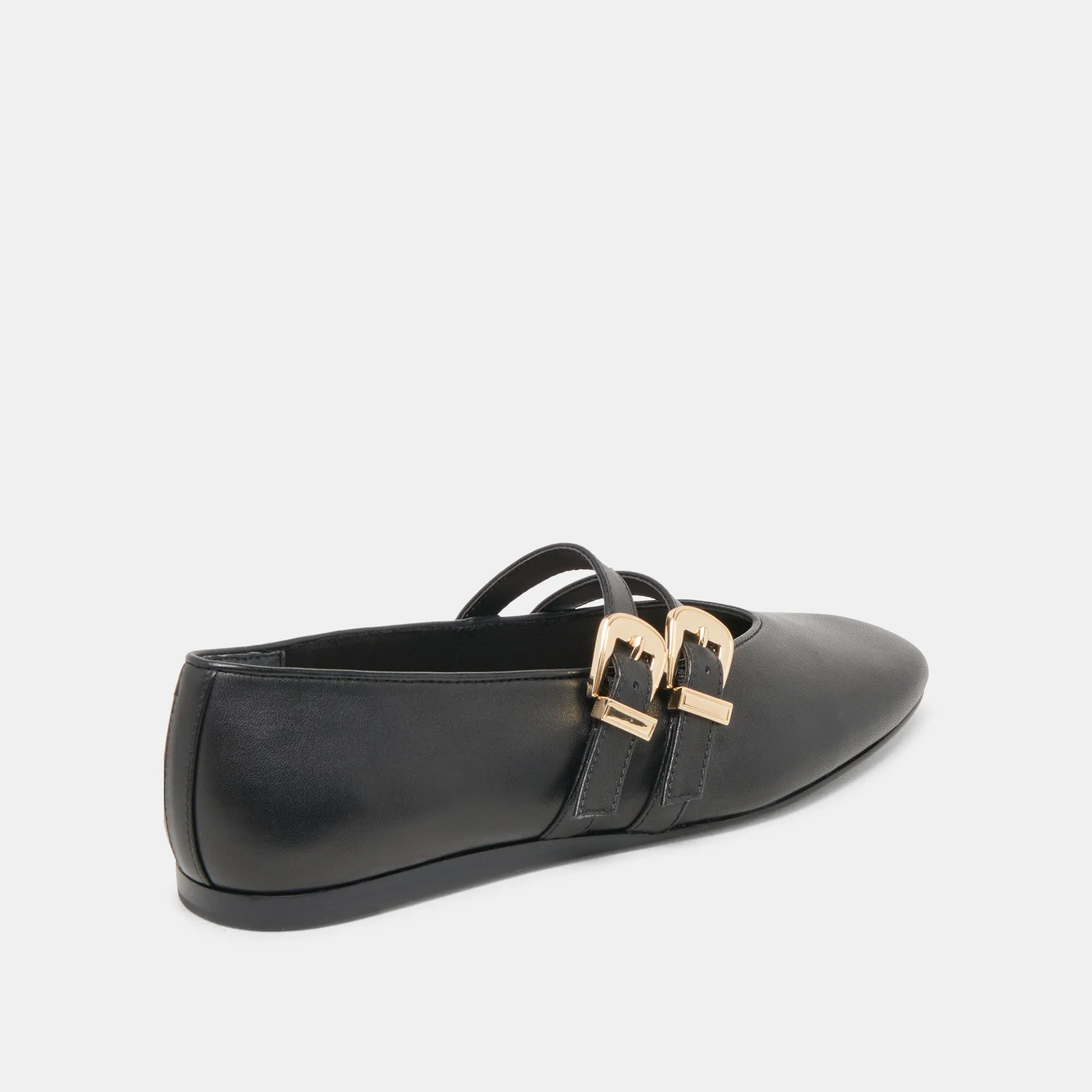 BAYLEE WEITE BALLETTFLACHER SCHWARZES LEDER