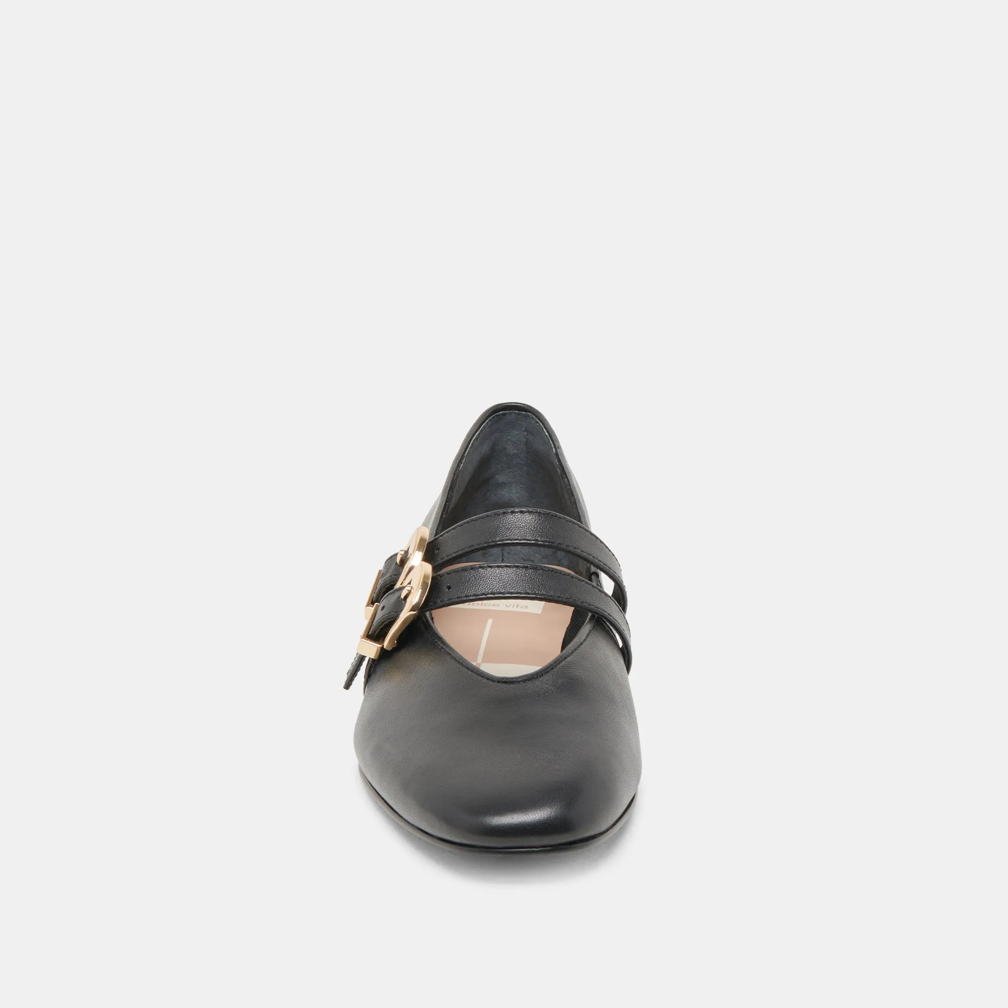 BAYLEE WEITE BALLETTFLACHER SCHWARZES LEDER