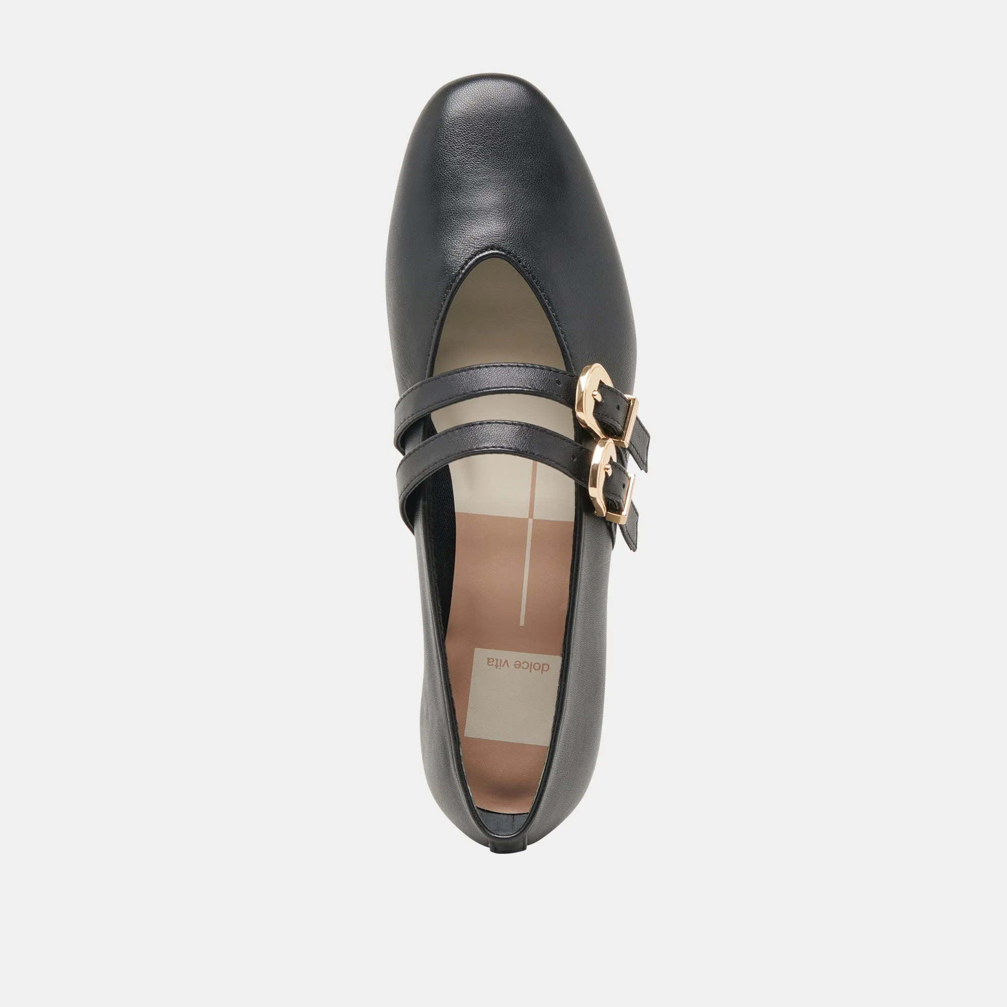 BAYLEE WEITE BALLETTFLACHER SCHWARZES LEDER