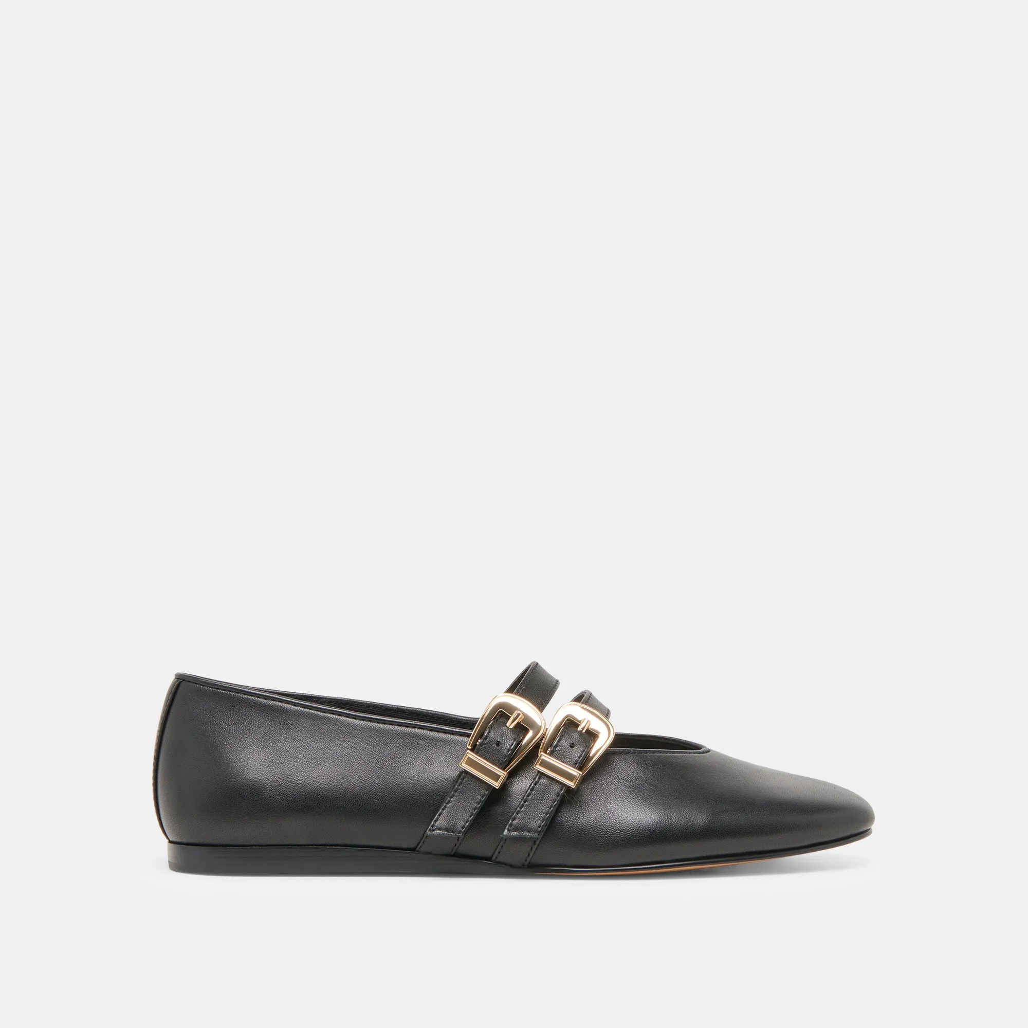 BAYLEE WEITE BALLETTFLACHER SCHWARZES LEDER