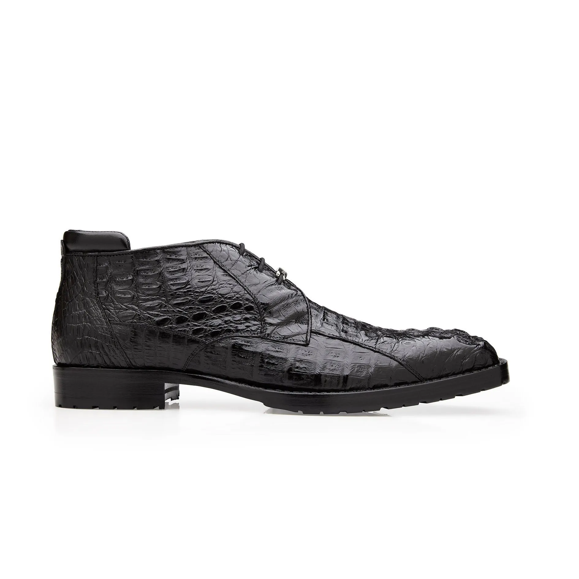 Belvedere Exotische Leder Schuhe Belvedere Marcello in Schwarz Hornback Caiman Stiefeletten