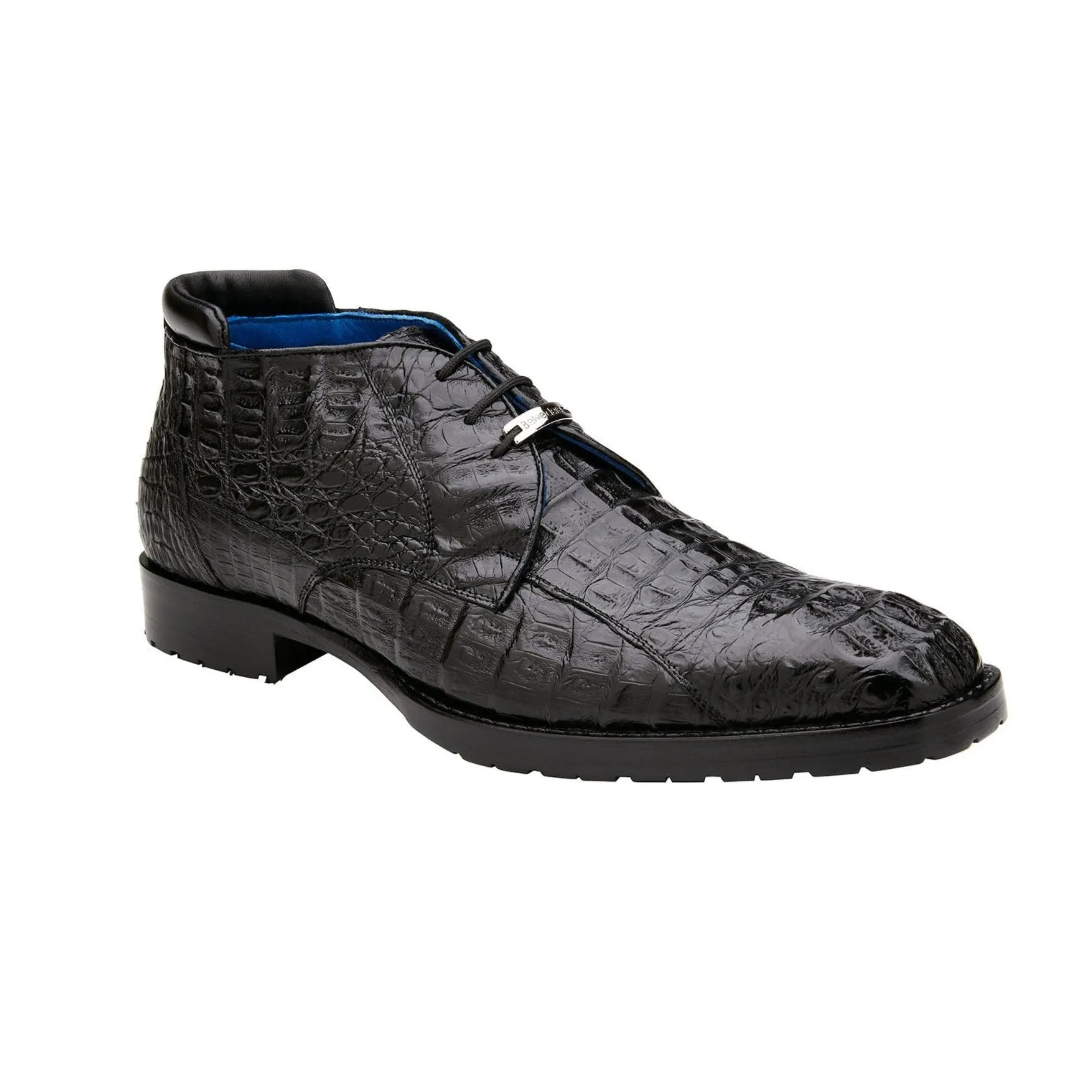 Belvedere Exotische Leder Schuhe Belvedere Marcello in Schwarz Hornback Caiman Stiefeletten