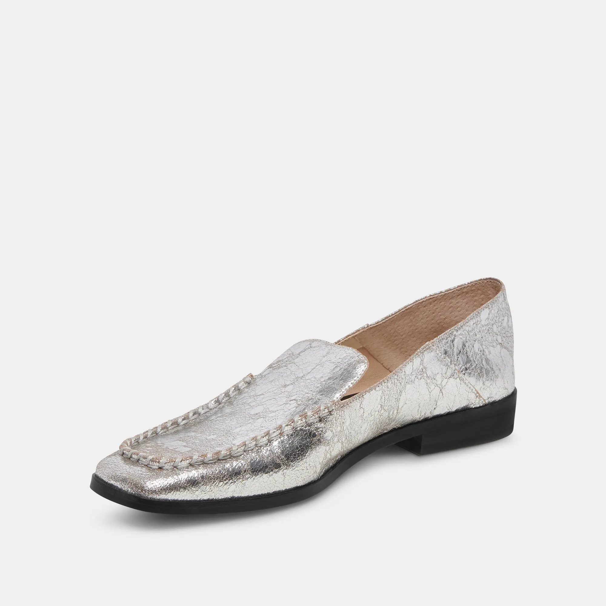 BENY WEITE FLATS SILBER ANTIKE LEDER