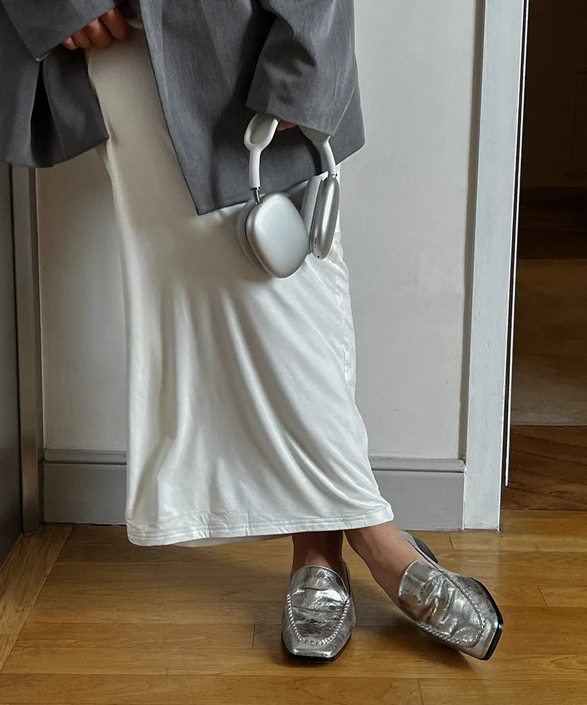 BENY WEITE FLATS SILBER ANTIKE LEDER