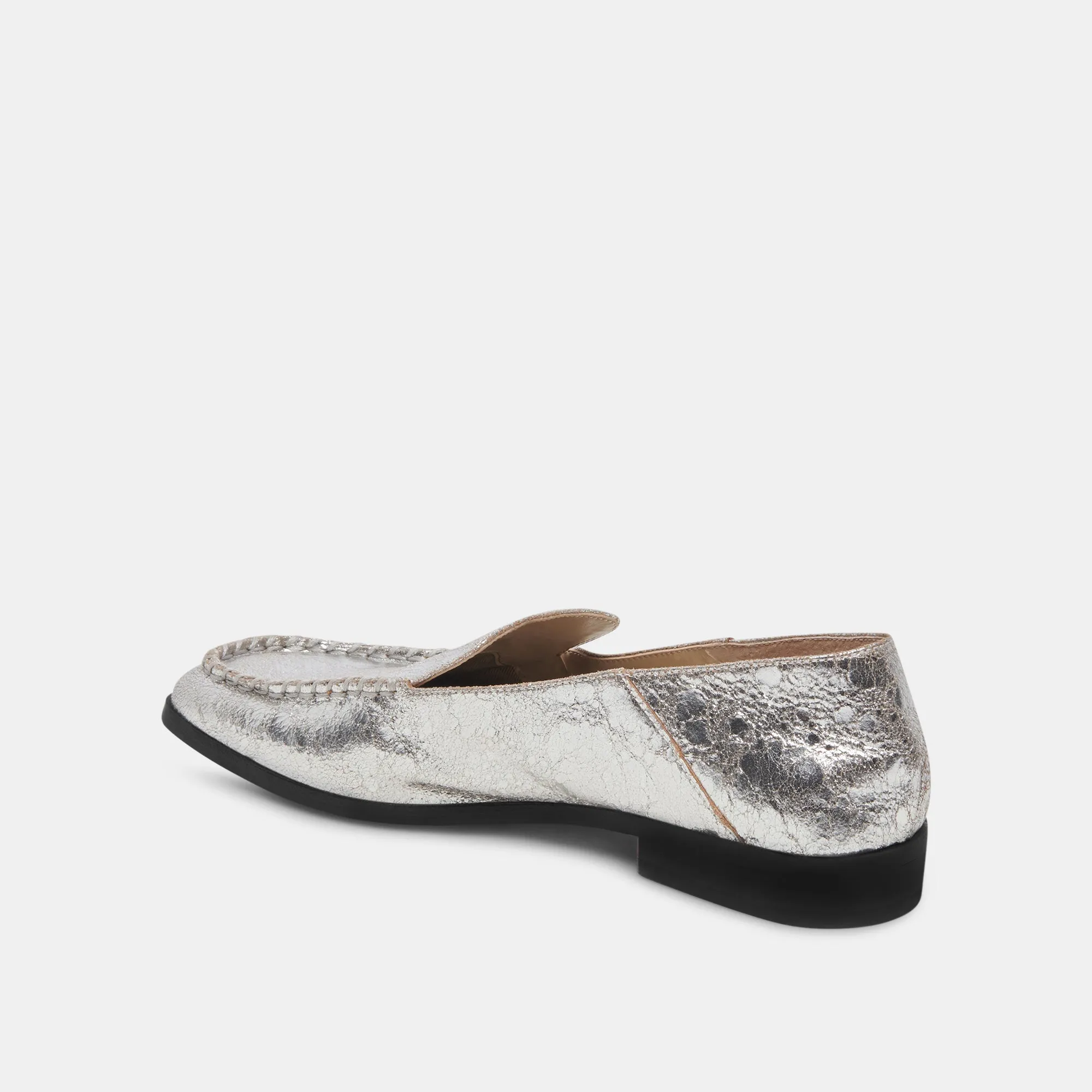 BENY WEITE FLATS SILBER ANTIKE LEDER