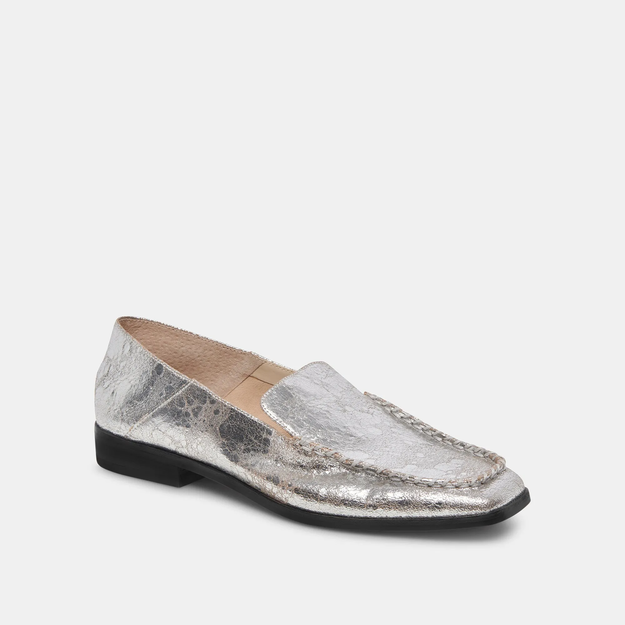 BENY WEITE FLATS SILBER ANTIKE LEDER