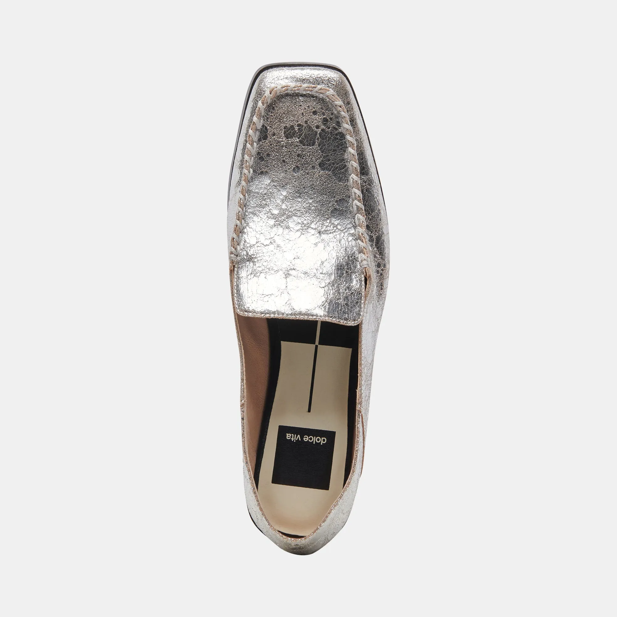 BENY WEITE FLATS SILBER ANTIKE LEDER