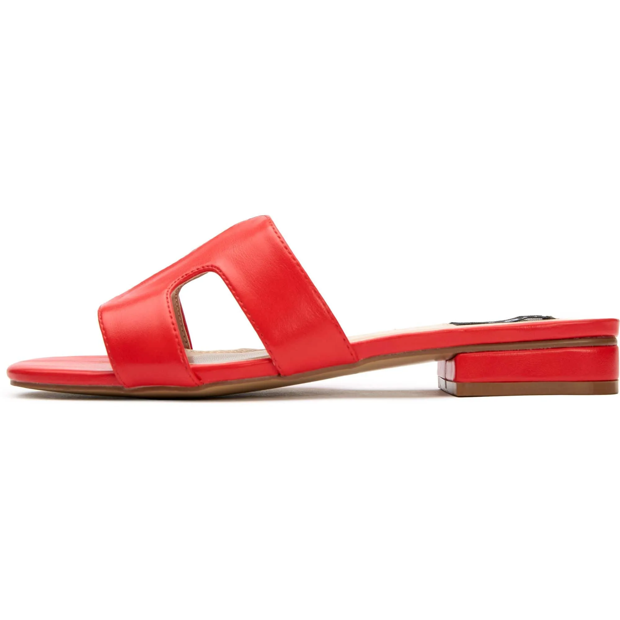 Bok Damen Vegan-Leder Schlapfen Sandalen | Rot