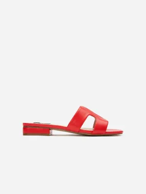 Bok Damen Vegan-Leder Schlapfen Sandalen | Rot