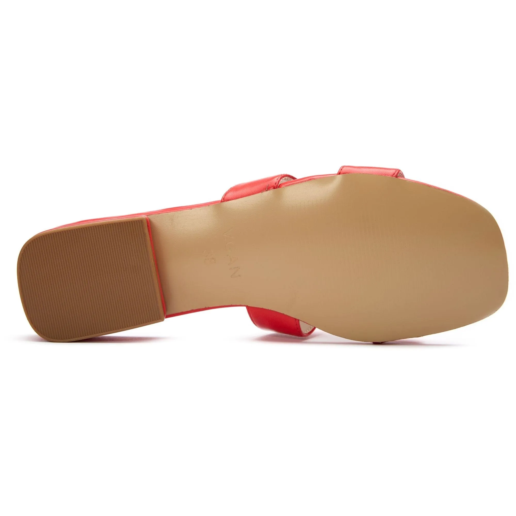 Bok Damen Vegan-Leder Schlapfen Sandalen | Rot