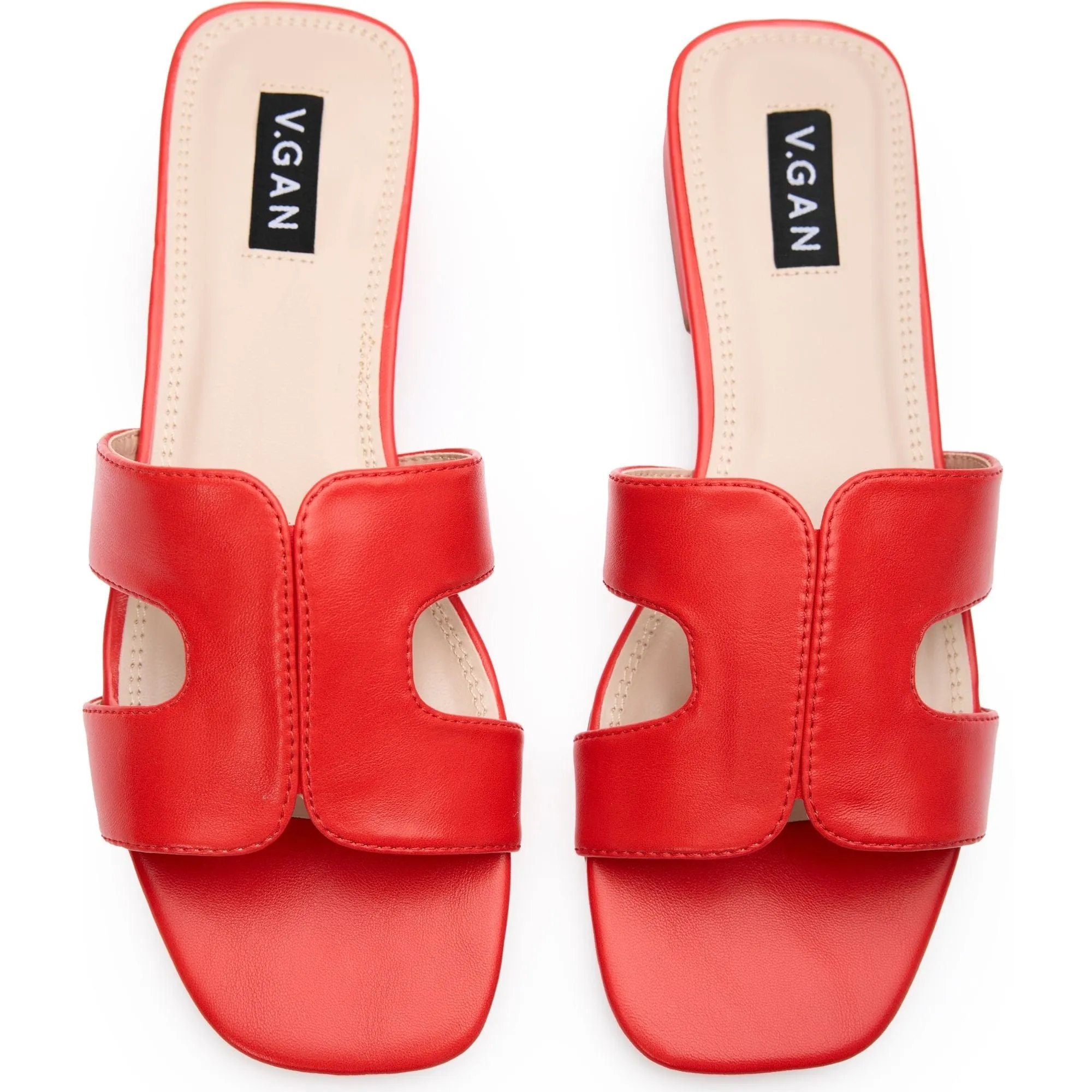 Bok Damen Vegan-Leder Schlapfen Sandalen | Rot